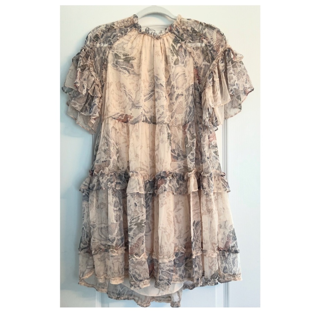 Ferina Snake Print Tiered Mini Dress